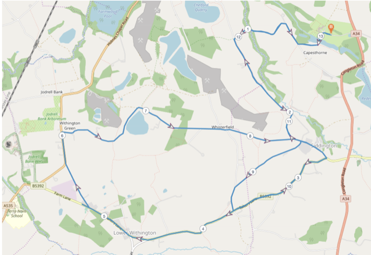 Cheshire Half Marathon course map